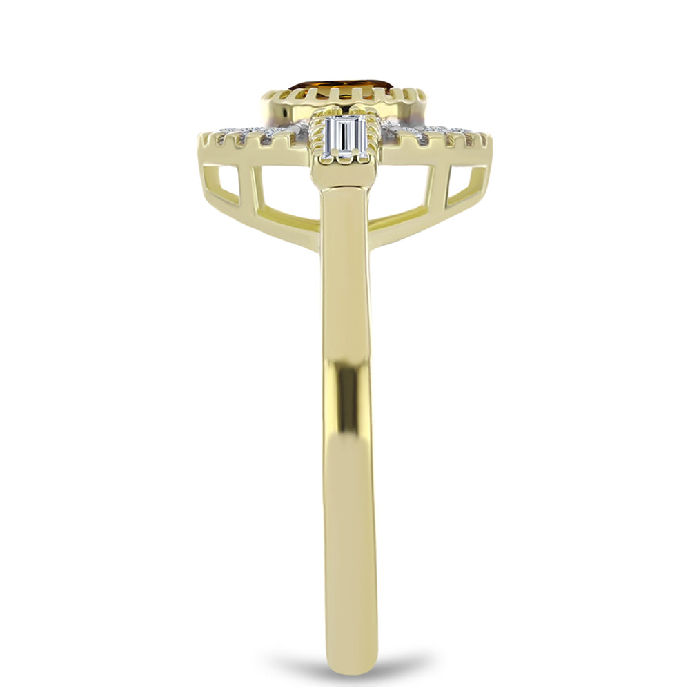 Pozlátený Strieborný Prsteň s Koňakovým Kremeňom a Bielym Topásom