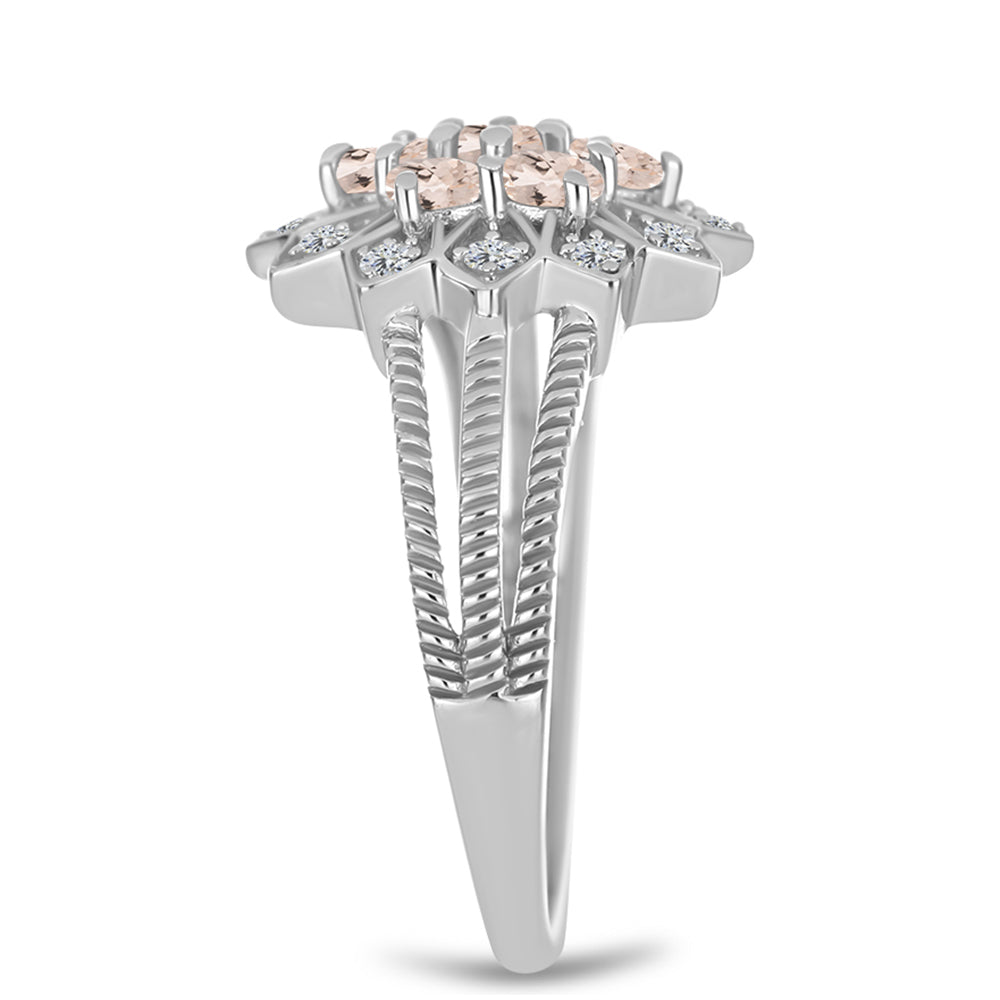 Strieborný Prsteň s Gozareh Morganitom a Bielym Topásom