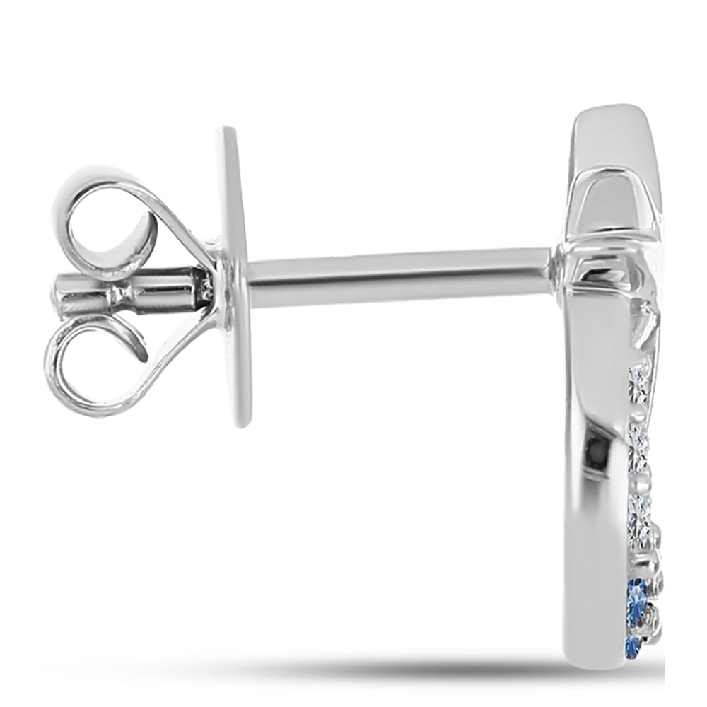 Strieborné Náušnice s S Oceánovo Modrým Moissanitom a Bielym Topásom