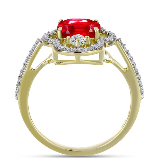 Pozlátený Strieborný Prsteň s Červeným Achátom a Bielym Topásom