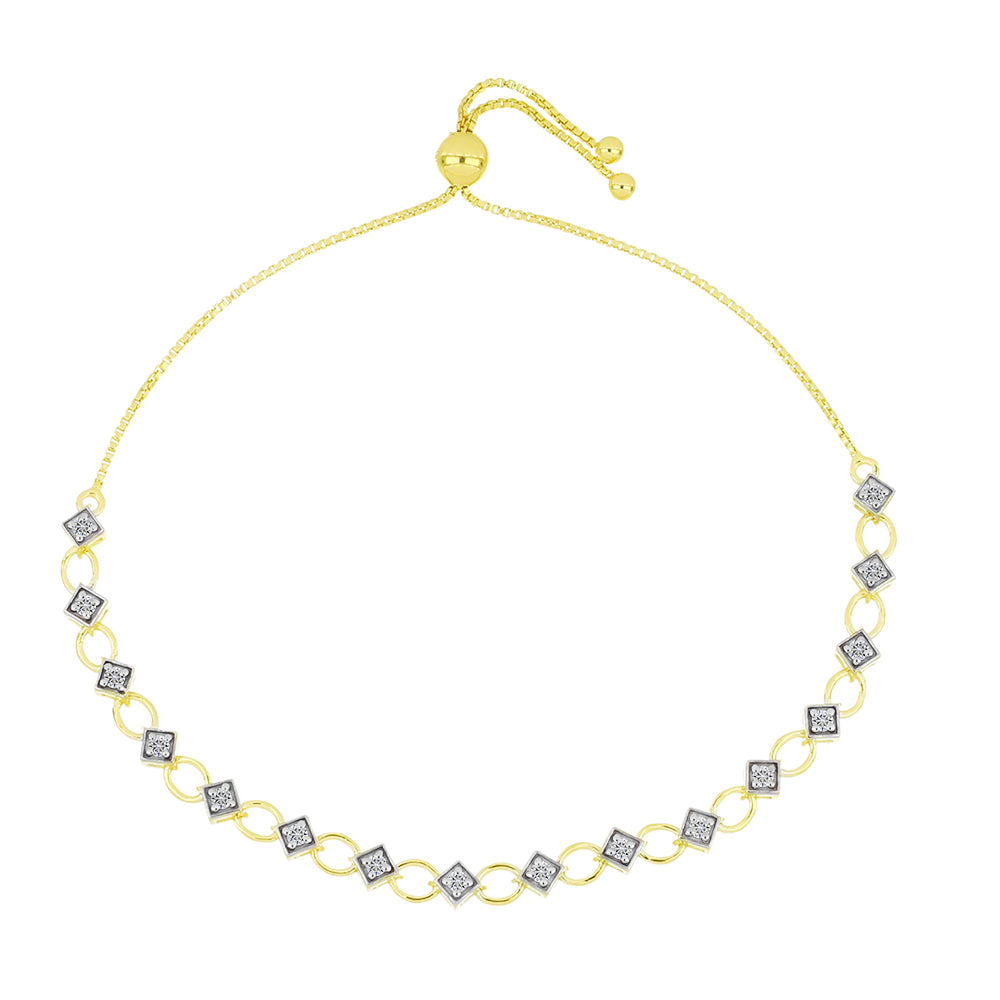 Pozlátený Strieborný Náramok s Certifikovaný Diamantom pestovaný v laboratóriu