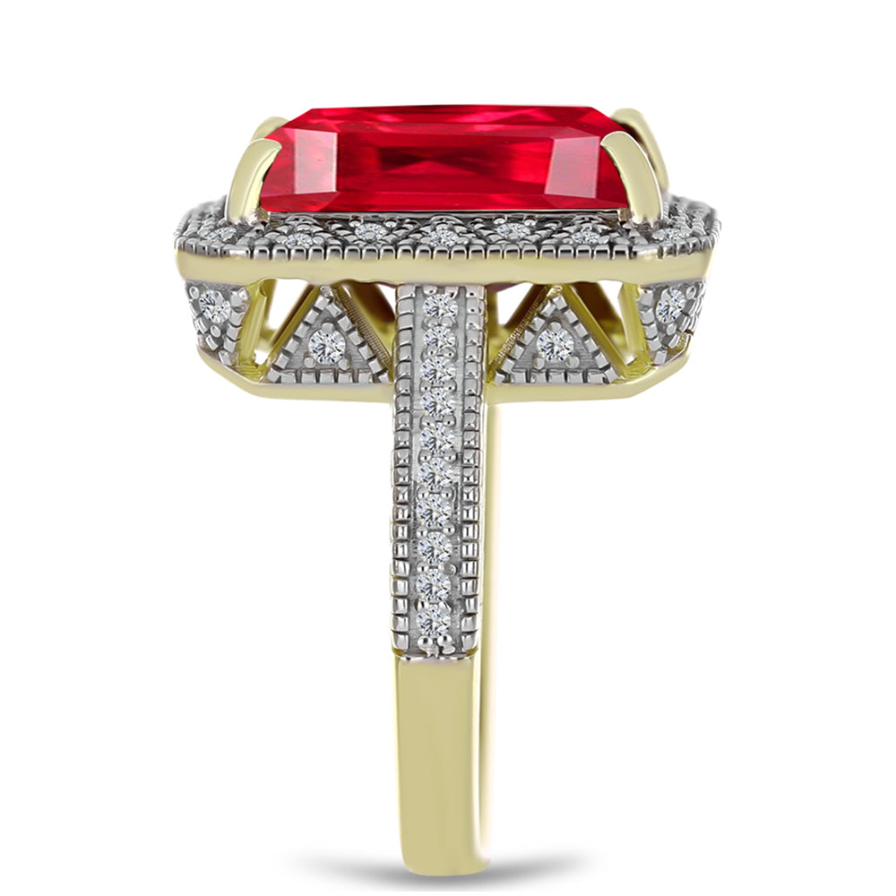 Pozlátený Strieborný Prsteň s Červeným Achátom a Bielym Topásom