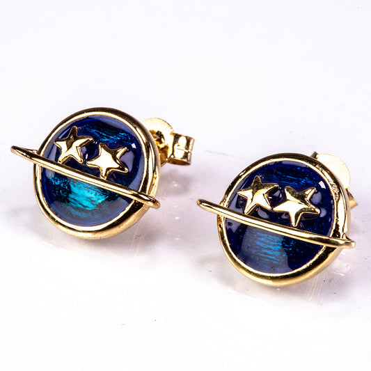 Pozlátené Strieborné Náušnice s so Smaltom