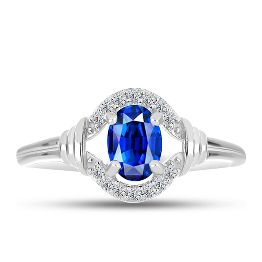 Strieborný Prsteň s Austrálskym Modrým Zafírom a Bielym Topásom