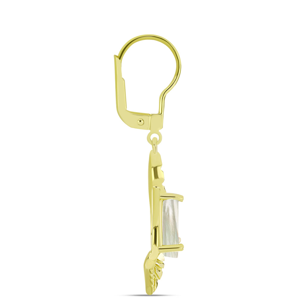 Pozlátené Strieborné Náušnice s Lastúrou