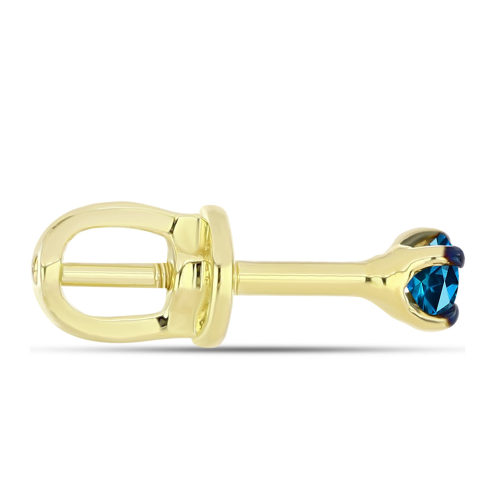 Pozlátené Strieborné Náušnice s Modrým Diamantom