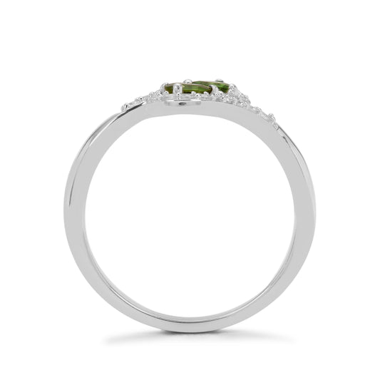 Strieborný Prsteň s Chrom Turmalínom a Bielym Zirkónom