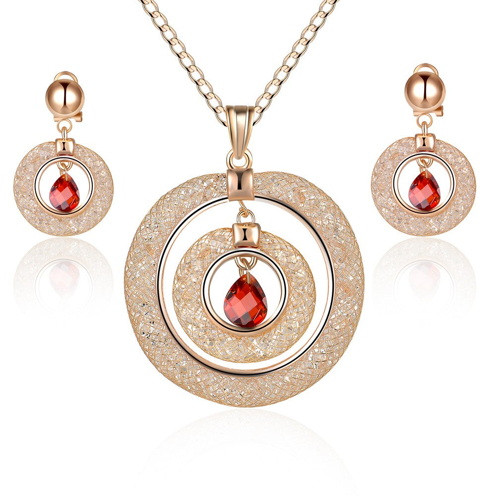 Pozlátené Zliatinové Sada s Bielym Emporia® Krištáľom a Červeným Emporia® Krištáľom