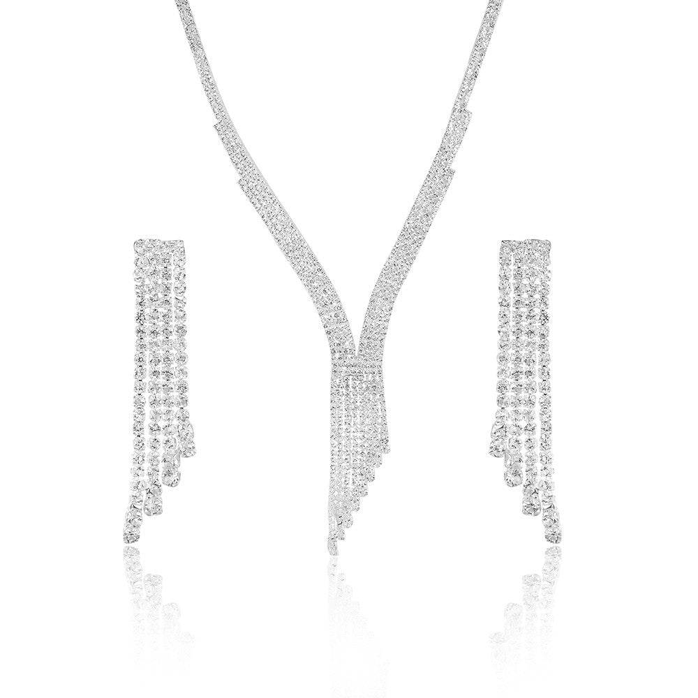 Pozlátené Zliatinové Sada s Bielym Emporia® Krištáľom 1