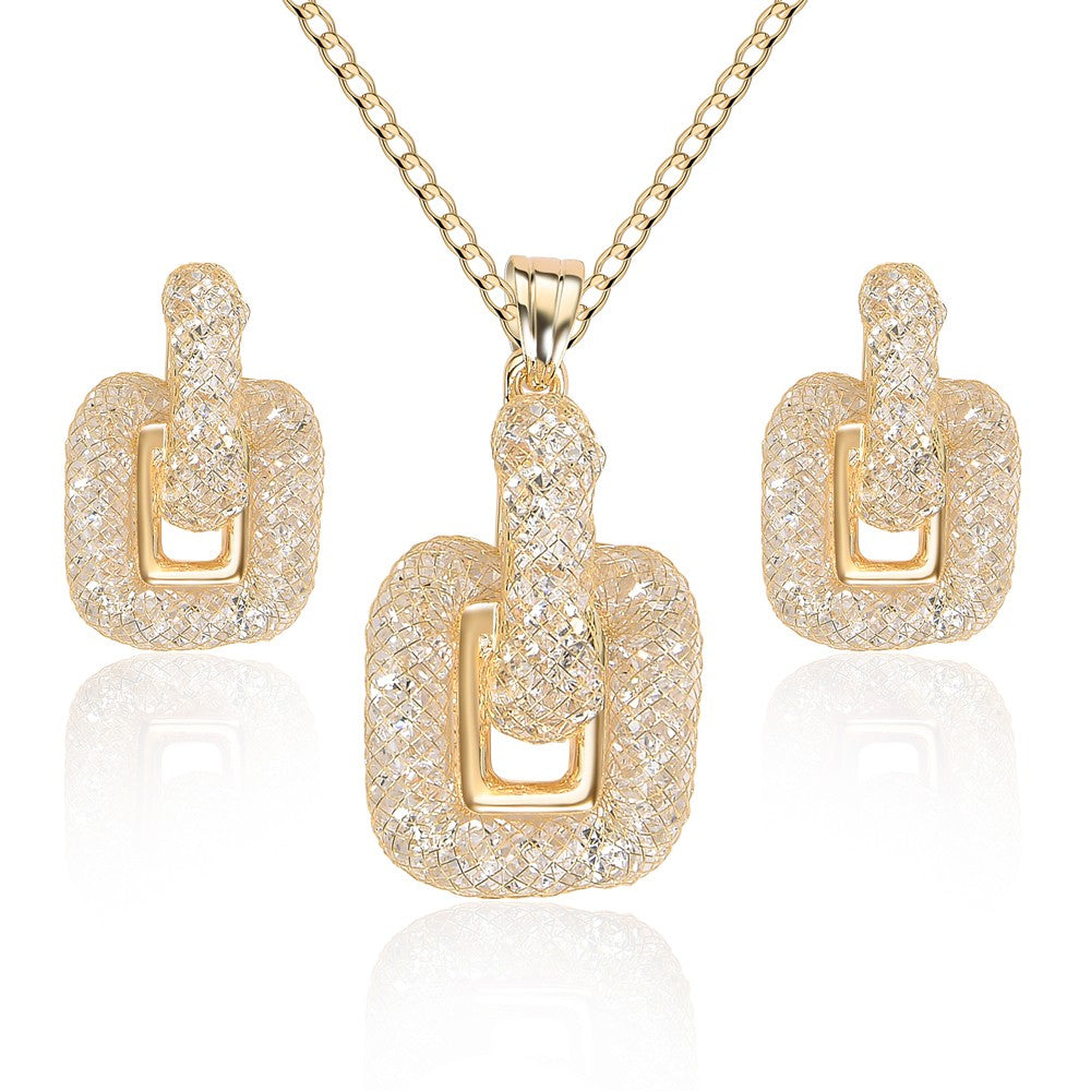 Pozlátené Zliatinové Sada s Bielym Emporia® Krištáľom