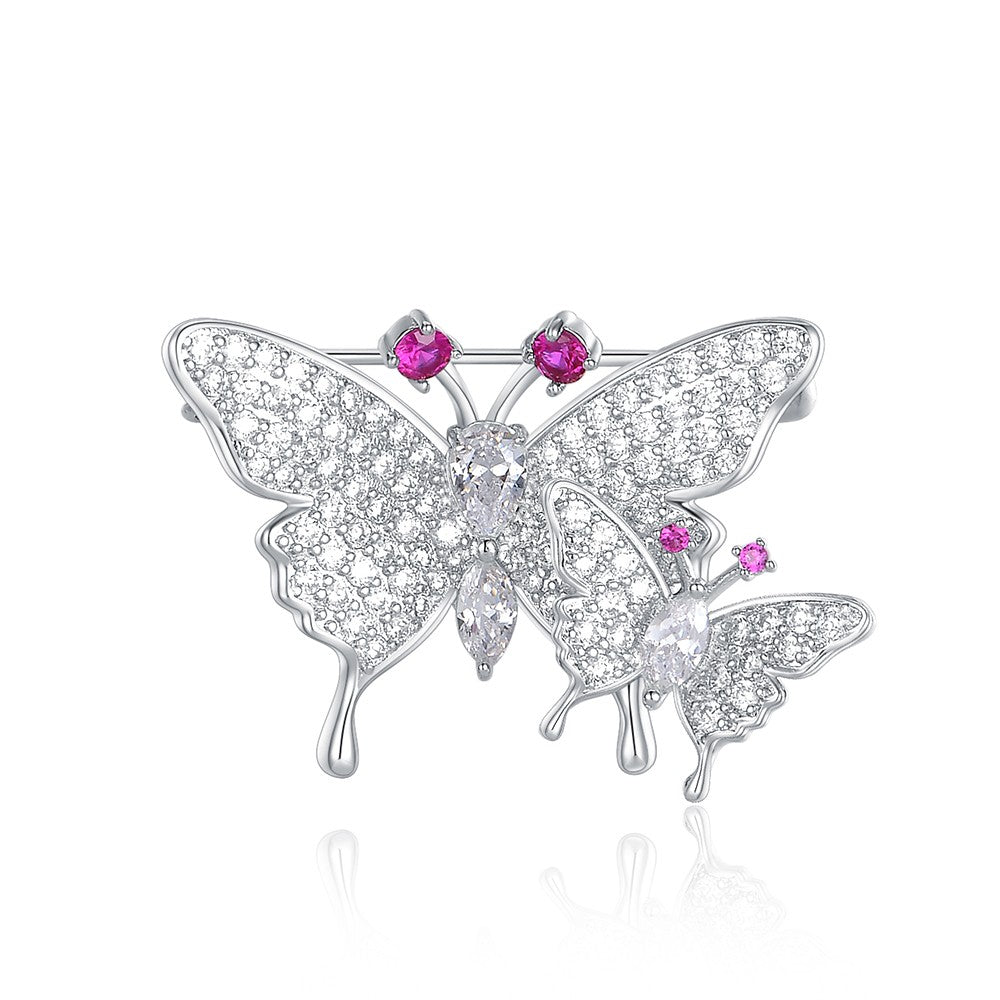 Pozlátený Zliatinový Brošňa s Bielym Emporia® Krištáľom