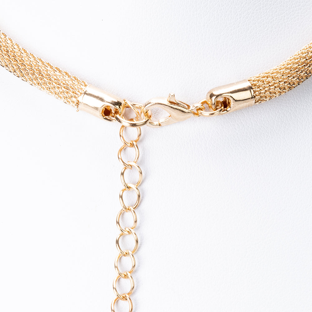 Pozlátené Zliatinové Sada s Bielym Emporia® Krištáľom ( Náhrdelník+Náušnice )