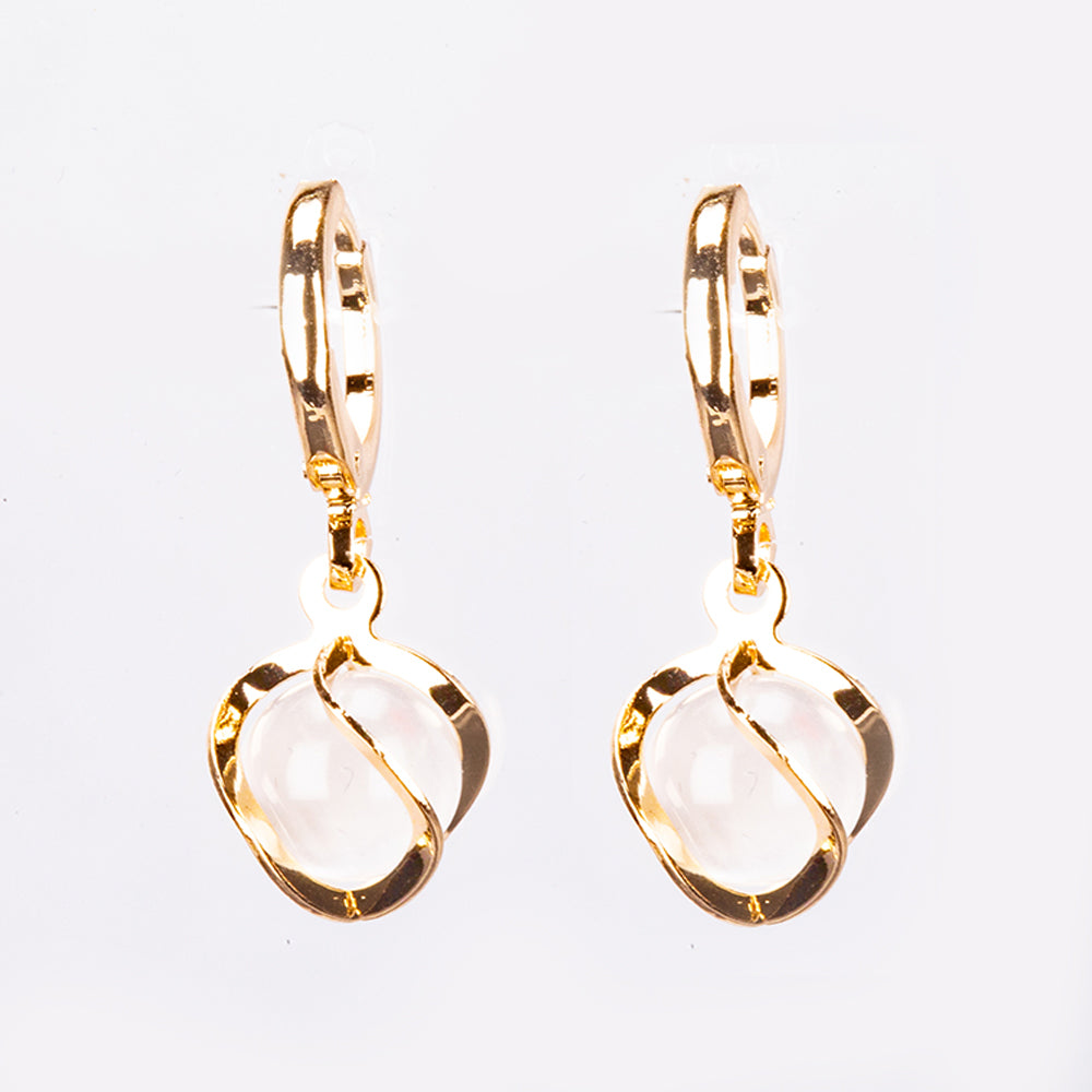 Pozlátené Zliatinové Sada s Bielym Emporia® Krištáľom ( Náhrdelník+Náušnice+Prívesok )