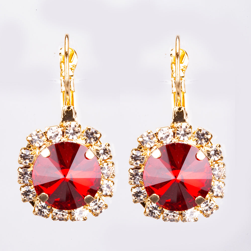 Pozlátené Zliatinové Sada s Červeným Emporia® Krištáľom ( Náhrdelník+Náušnice+Prívesok )