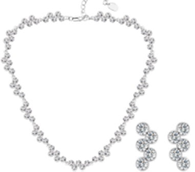 Pozlátené Zliatinové Sada s Bielym Emporia® Krištáľom ( Náhrdelník+Náušnice )