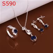 Pozlátené Zliatinové Sada s Fialovým Emporia® Krištáľom ( Náhrdelník+Náušnice+Prsteň )