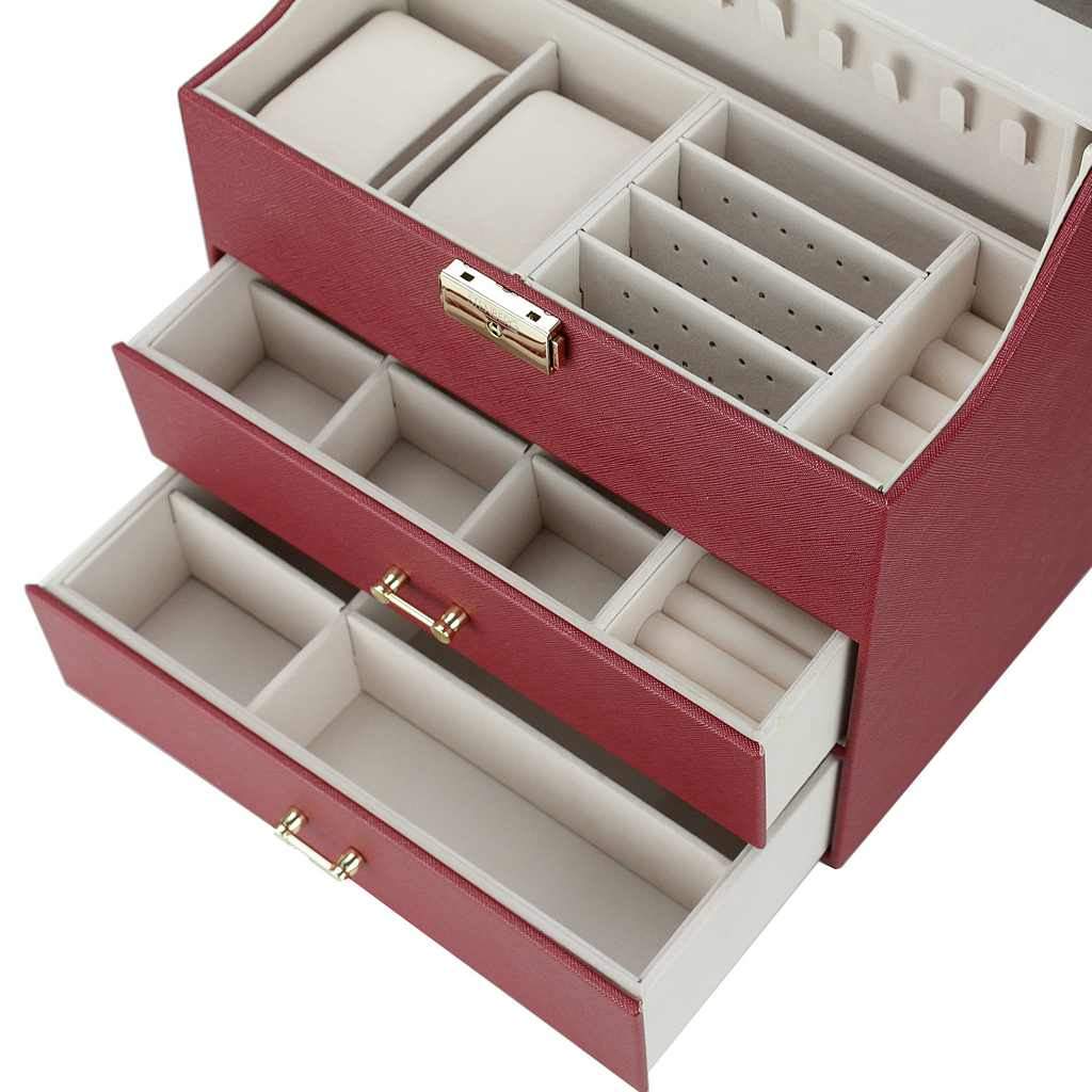 Veľká Šperkovnica a Organizér Stenberg so Zrkadlom, Červená