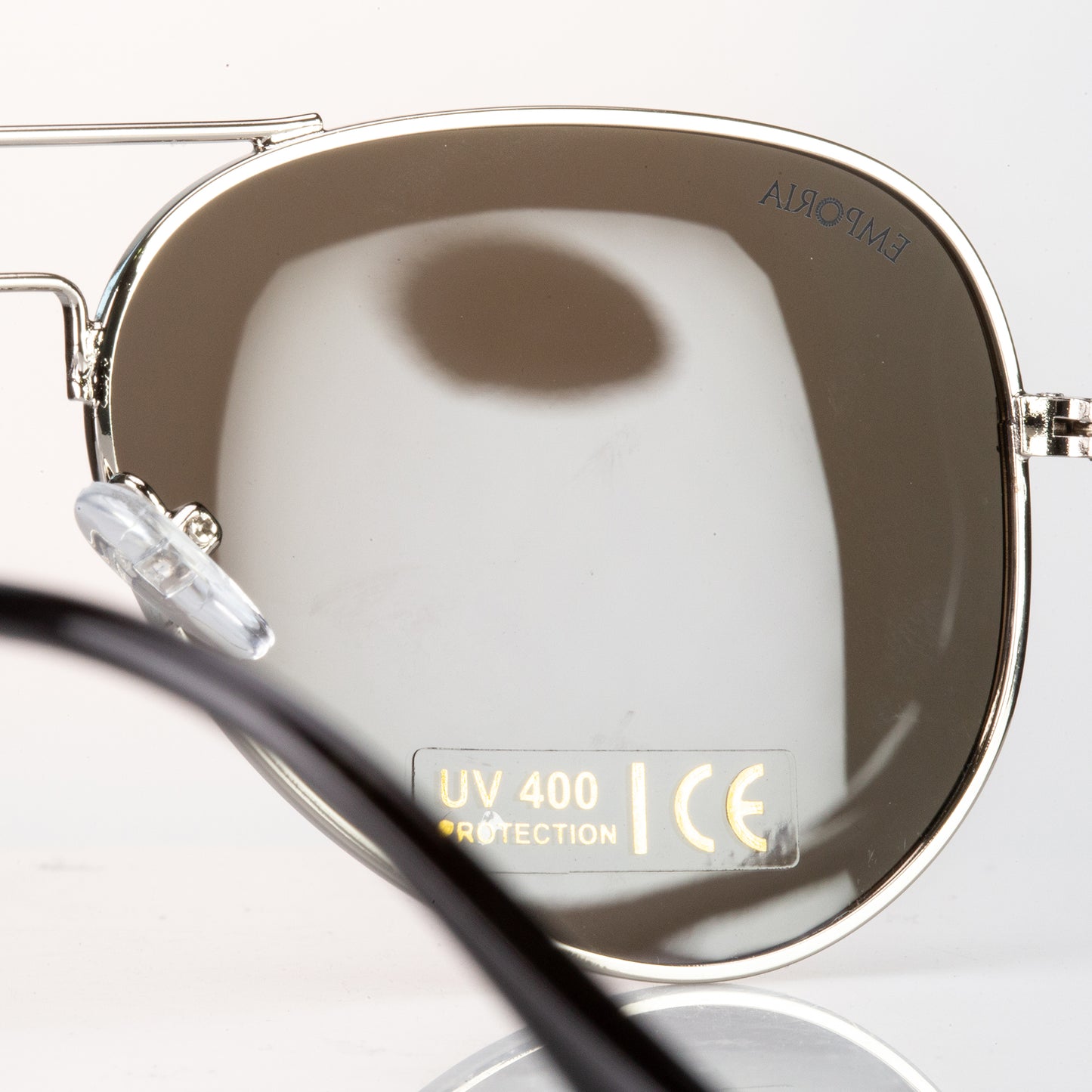 Emporia Italy - séria Aviator "LAGÚNA", polarizované slnečné okuliare s pevným puzdrom a čistiacou handričkou, modrofialové šošovky, obrúčky striebornej farby
