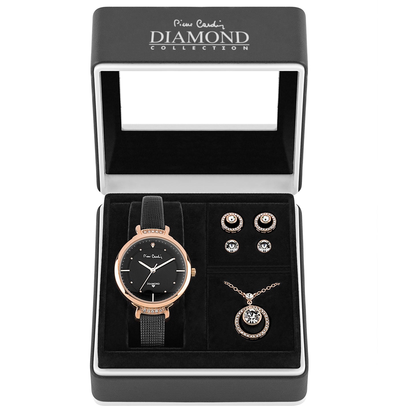 Pozlátené Zliatinové Sada s Bielym Emporia® Krištáľom (Náhrdelník+Náušnice+Prívesok)