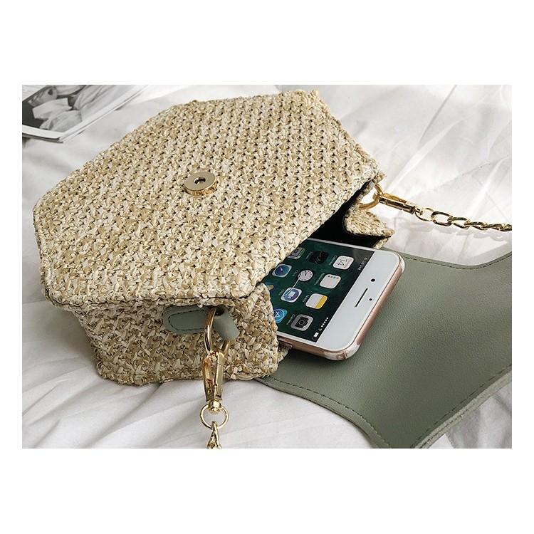 Krásna Pletená Taška s reťazou zlatej farby, Hnedá