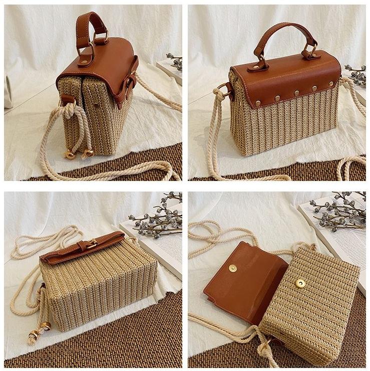 Dámska Pletená Kabelka s Hnedou Eko-Kožou