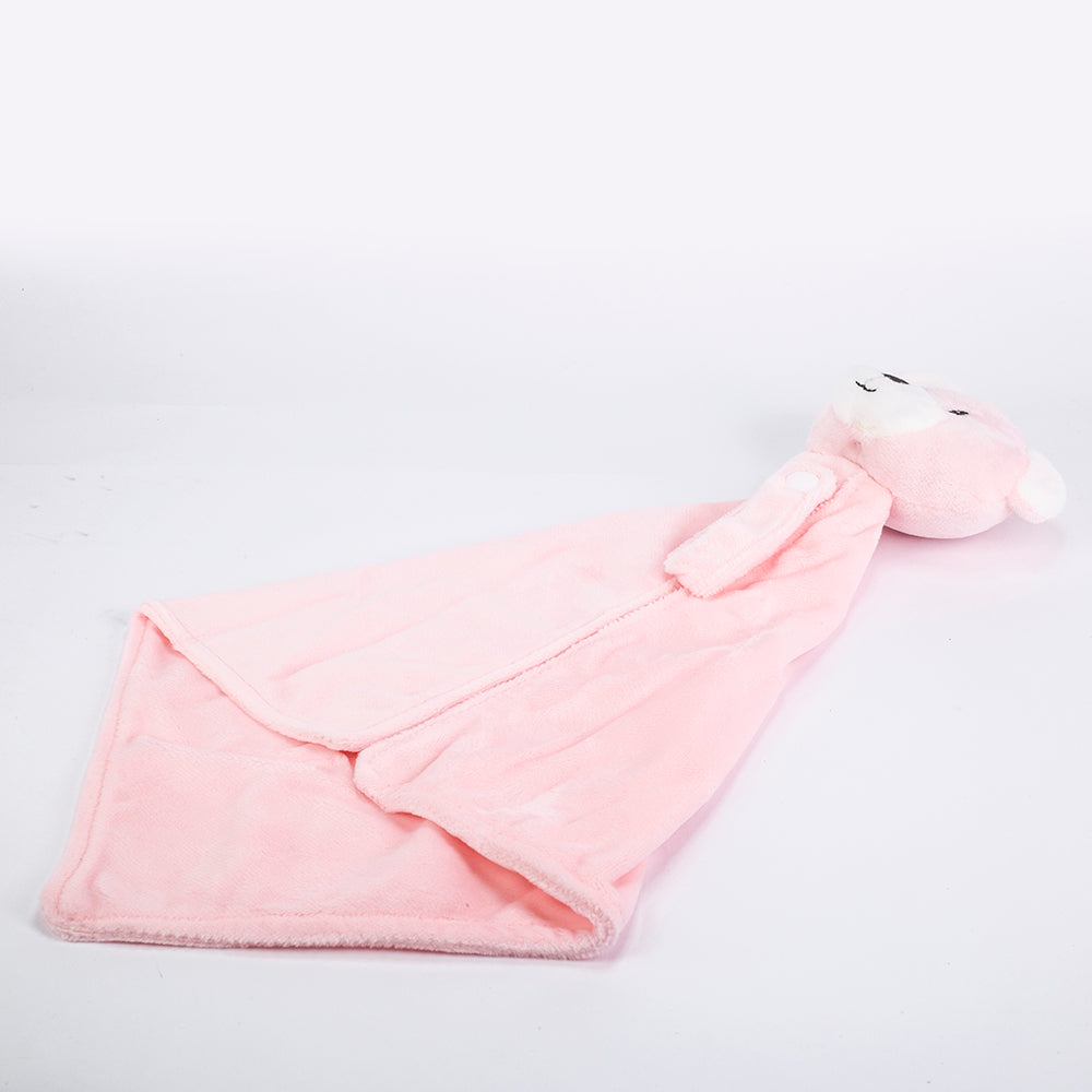 Detská deka s handričkou, rozmer: 90 X 75 cm; balenie obsahuje utierku na budenie, farba: ružová