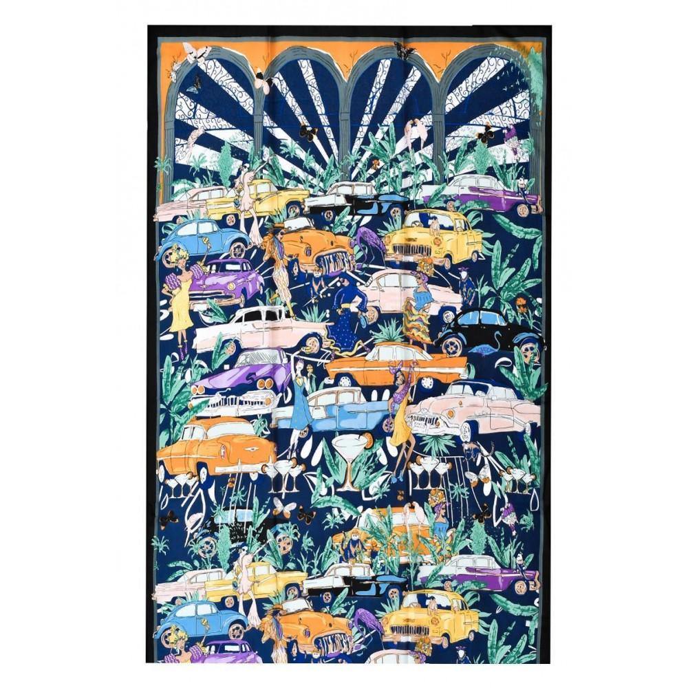 Šál-šatka zo 100% Pravého Hodvábu, 90 cm x 180 cm, Vzor tropického karnevalu - KlenotTV.sk