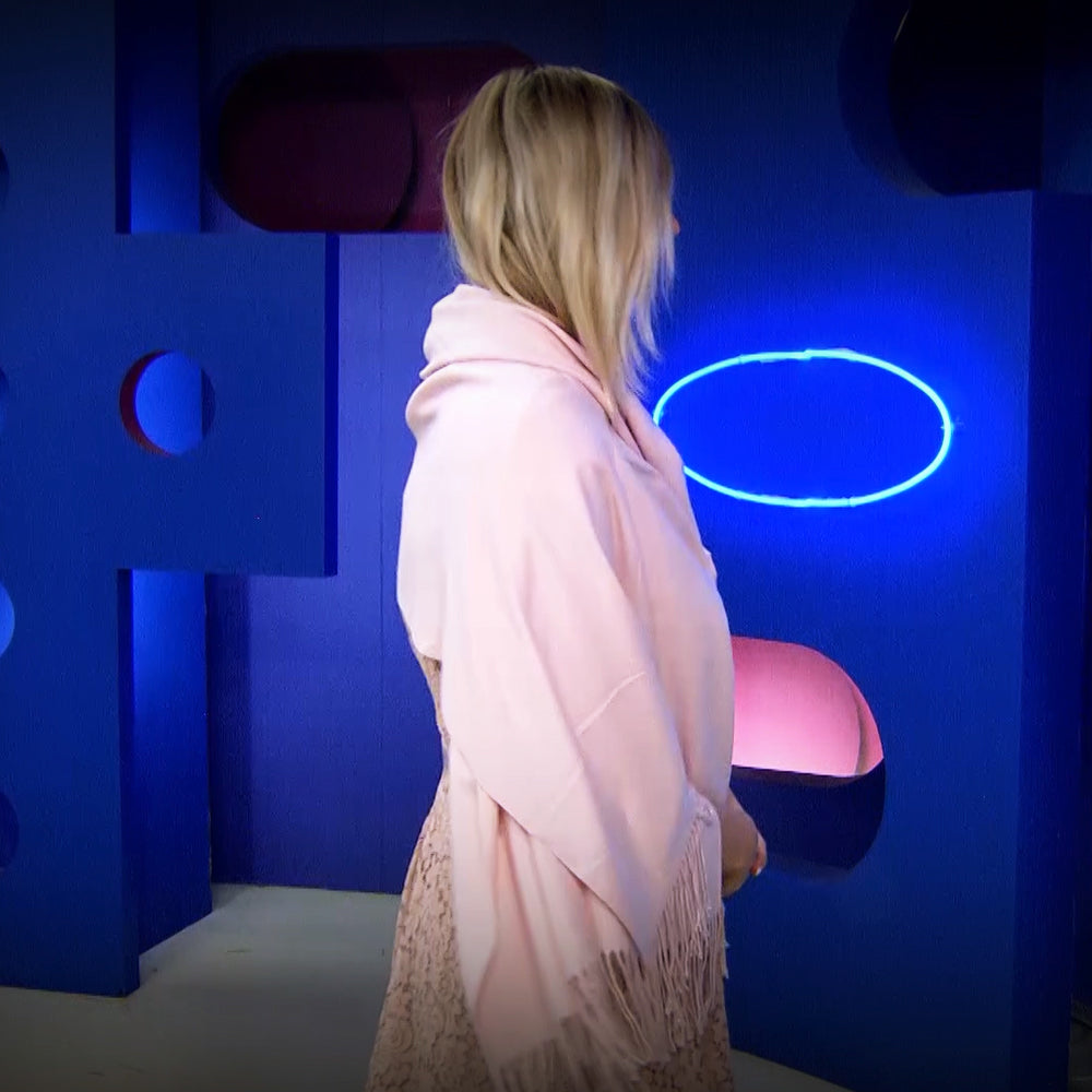 Šál-šatka zo 100% Pravého Pashmina Kašmíru, 70 cm x 180 cm, Lososová farba