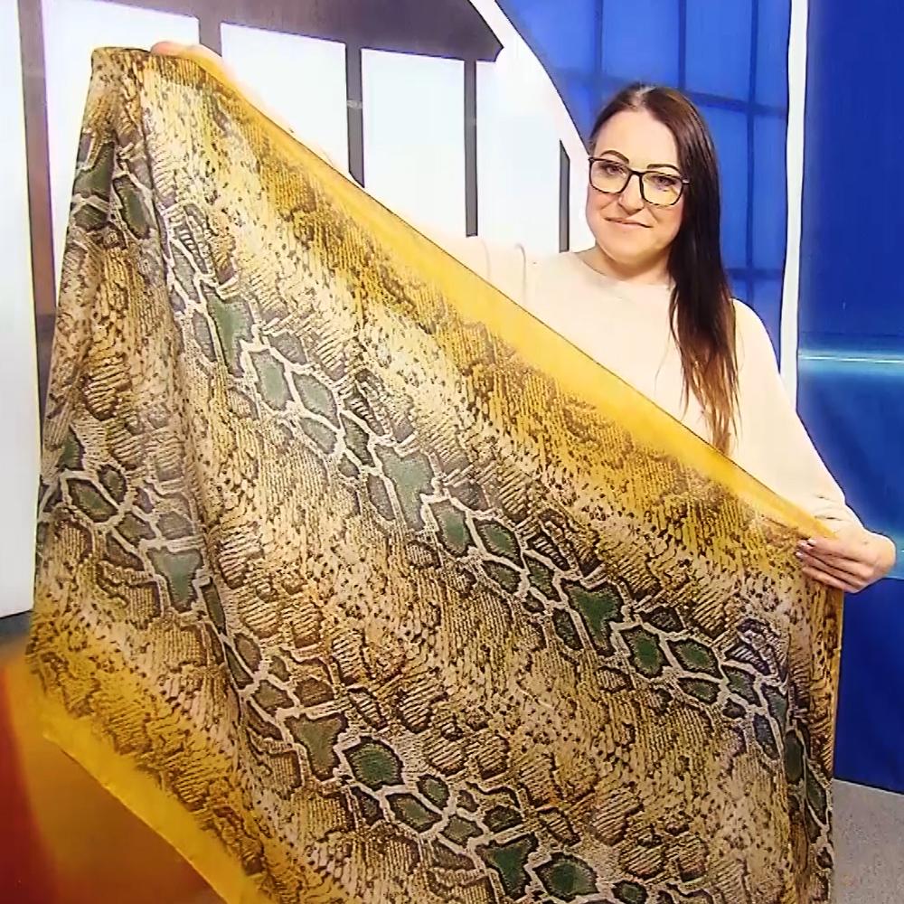 Žltý Šál-šatka s Hadím vzorom, 90 cm x 190 cm