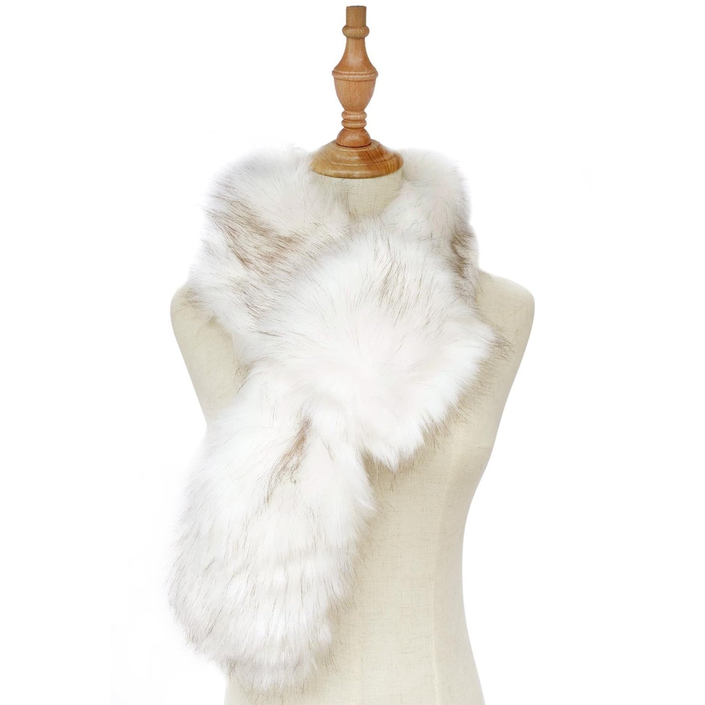 Biely hladký šál z umelej kožušiny, 13,5 cm x 125 cm