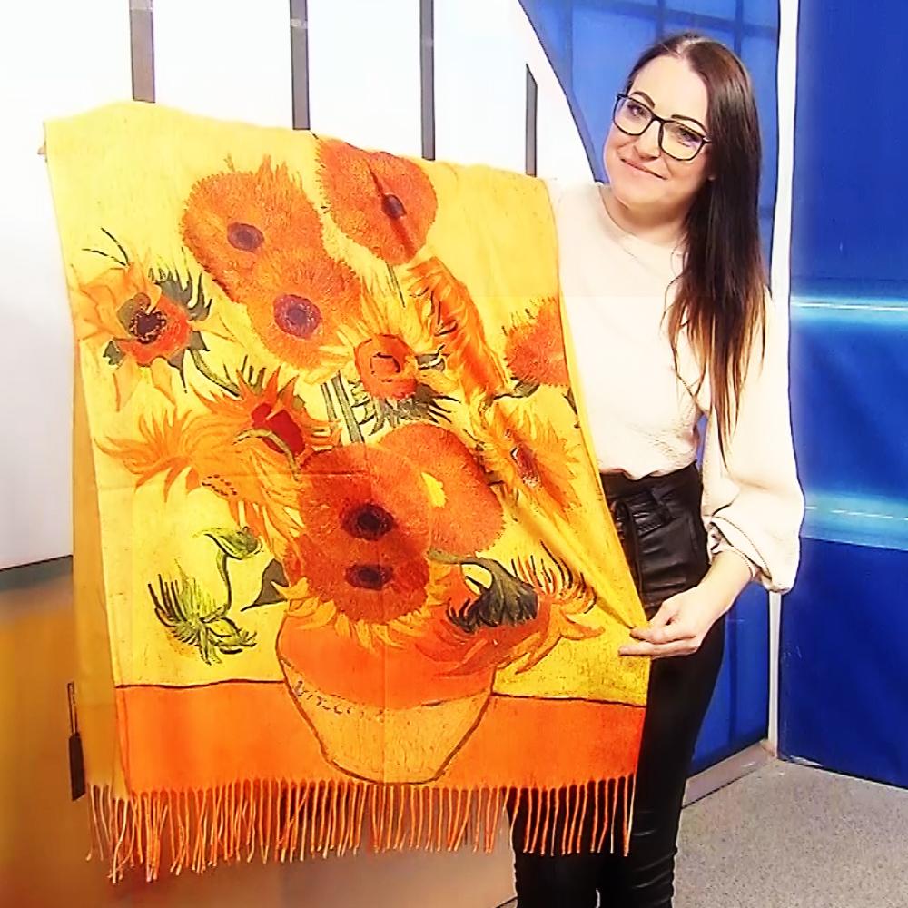 Vlnený šál-šatka, 70 cm x 180 cm, Van Gogh - Sunflowers