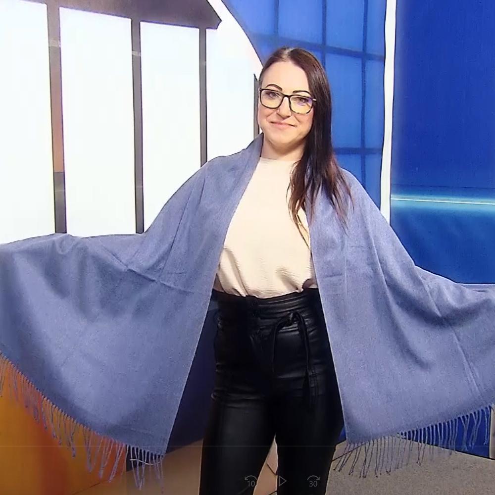 Šál-šatka zo 100% Pravého Pashmina Kašmíru, 70 cm x 170 cm, džínsová farba