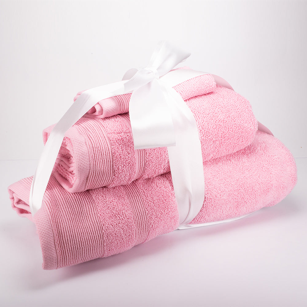 3+3+1 Darčeková Sada Nadrozmerných Uterákov zo 100% Mikrobavlny, 500 GSM, Pastelovo Ružová