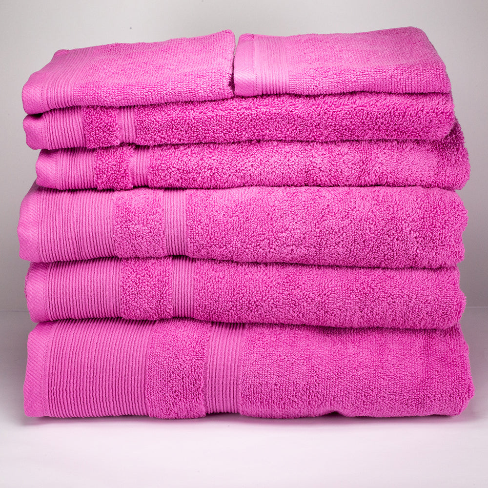 3+3+1 Darčeková Sada Nadrozmerných Uterákov zo 100% Mikrobavlny, 500 GSM, Fuchsiovo Ružová