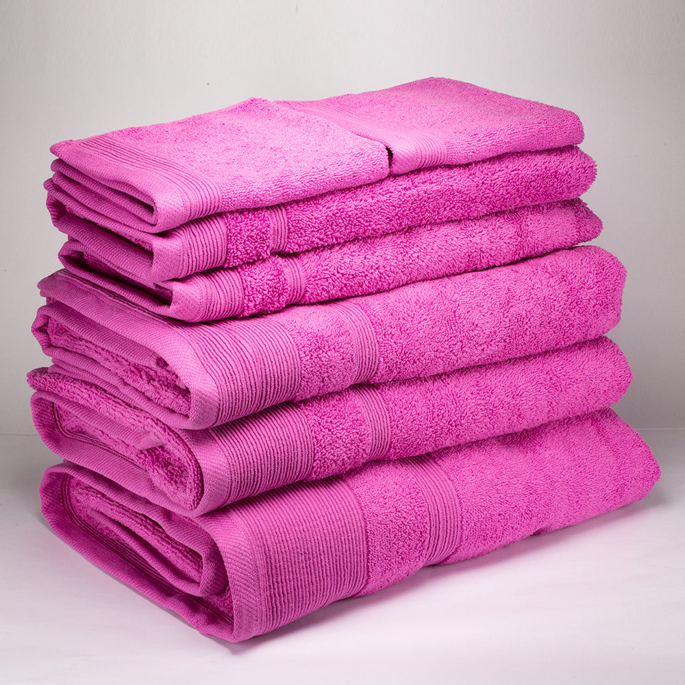 3+3+1 Darčeková Sada Nadrozmerných Uterákov zo 100% Mikrobavlny, 500 GSM, Fuchsiovo Ružová