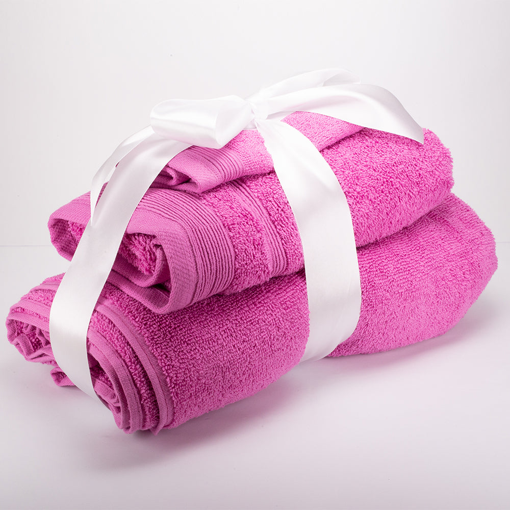 3+3+1 Darčeková Sada Nadrozmerných Uterákov zo 100% Mikrobavlny, 500 GSM, Fuchsiovo Ružová