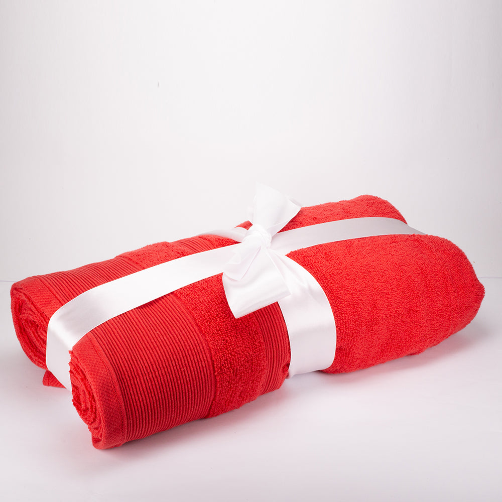 3+3+1 Darčeková Sada Nadrozmerných Uterákov zo 100% Mikrobavlny, 500 GSM, Rubínovo Červená