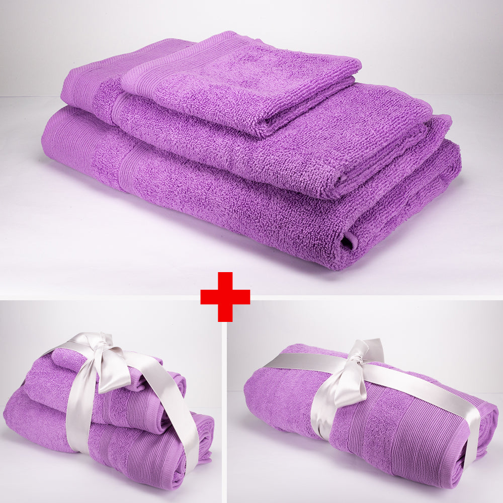 3+3+1 Darčeková Sada Nadrozmerných Uterákov zo 100% Mikrobavlny, 500 GSM, Ametystová