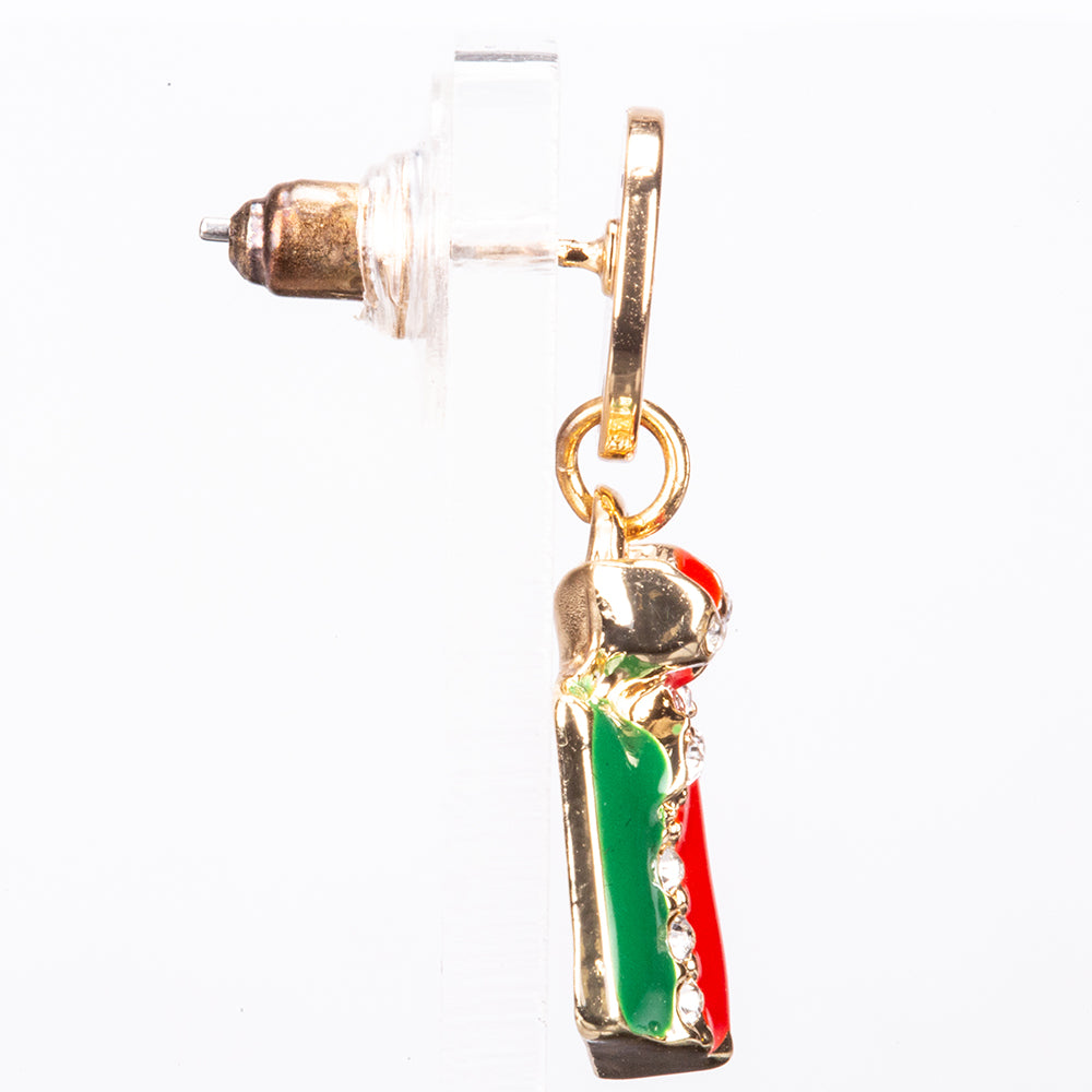 Pozlátené Zliatinové Sada s Červeným Emporia® Krištáľom a Bielym Emporia® Krištáľom ( Náušnice )