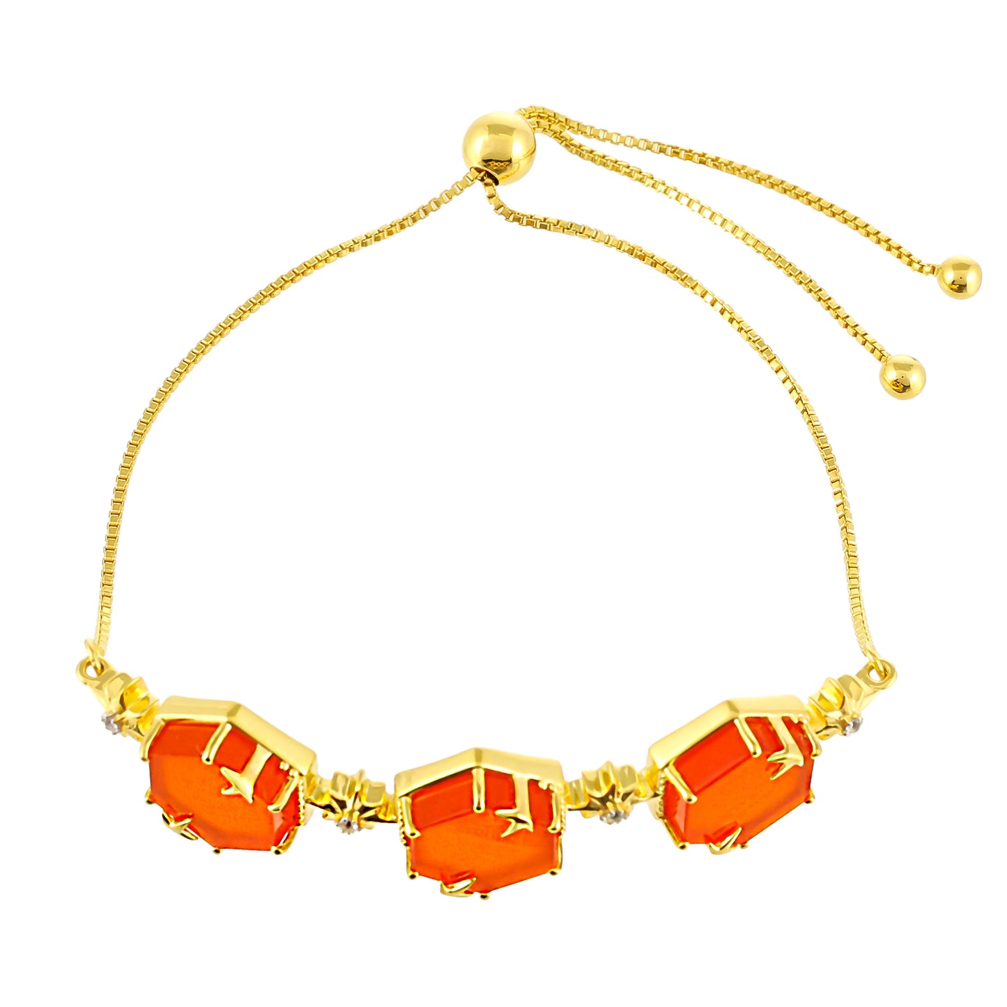 Pozlátený Strieborný Náramok s Karneolom a Bielym Topásom