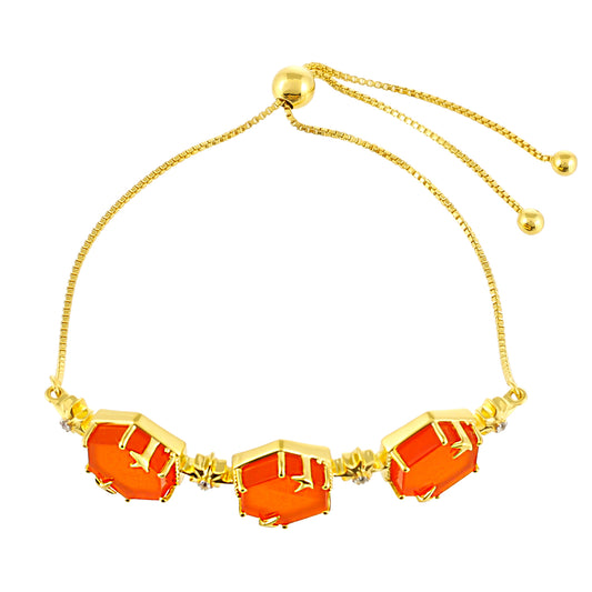 Pozlátený Strieborný Náramok s Karneolom a Bielym Topásom