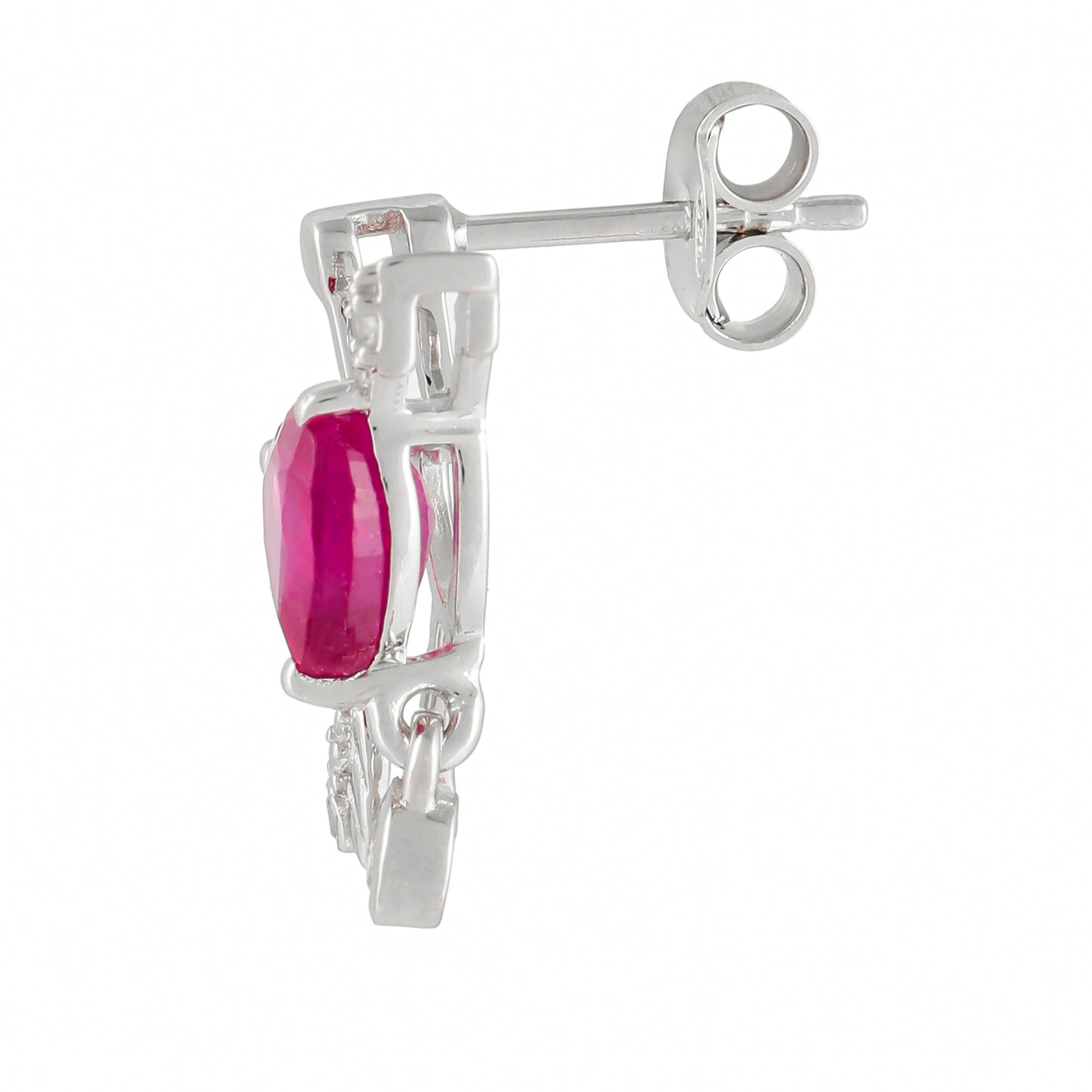 Strieborné Náušnice s Thajským Rubínom a Čiernym Spinelom