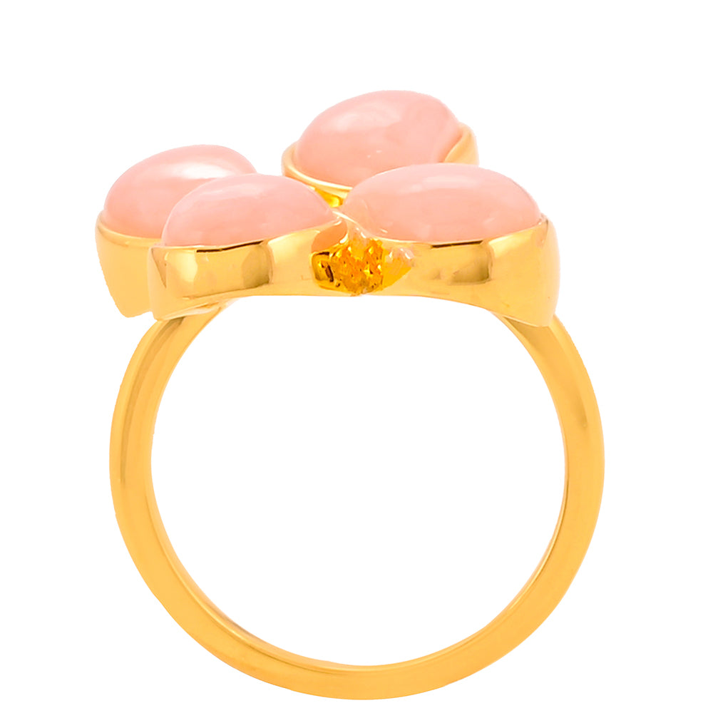 Pozlátený Strieborný Prsteň s Ružovým Opálom
