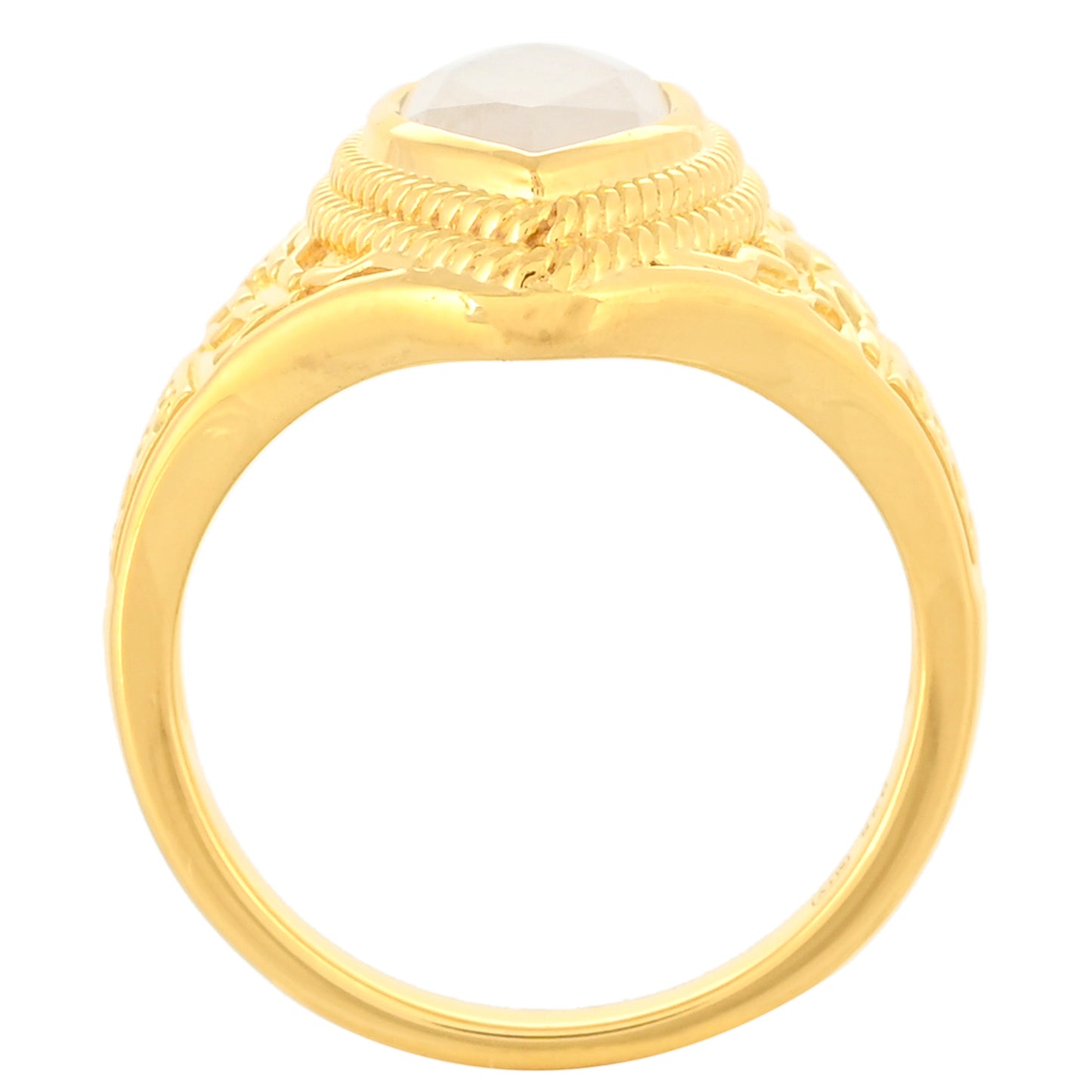 Pozlátený Strieborný Prsteň s Dúhovým Mesačným Kameňom