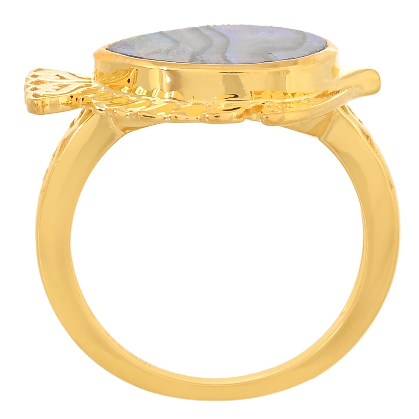 Pozlátený Strieborný Prsteň s Mušľou Abalone