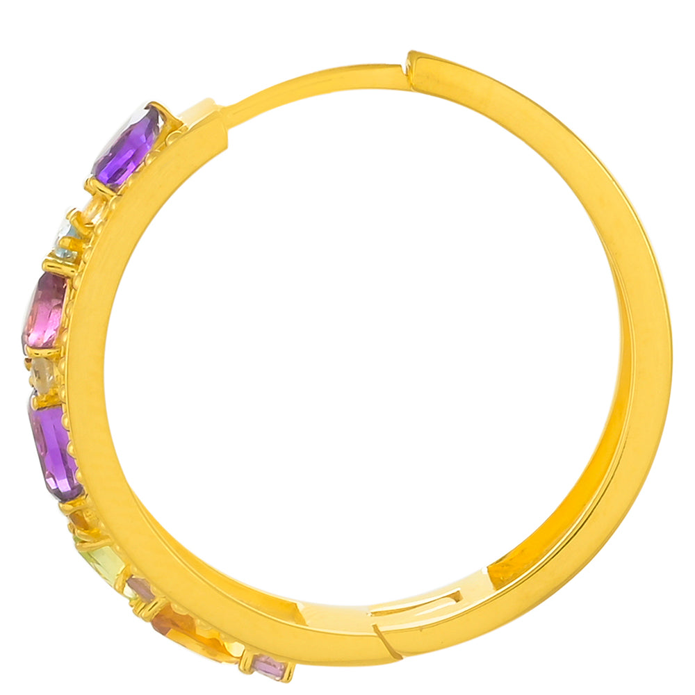 Pozlátené Strieborné Náušnice s Africkým Ametystom a so Zeleným Ametystom