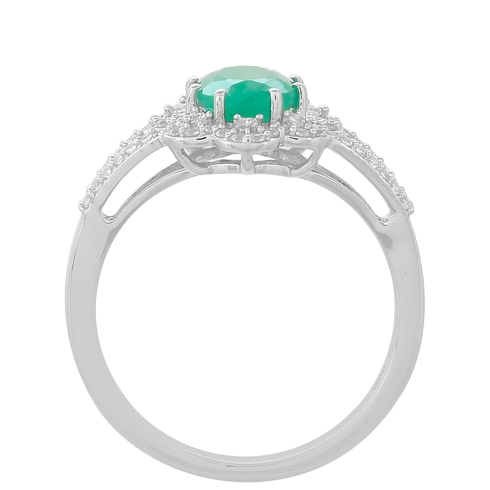 Strieborný Prsteň s Brazílskym Smaragdom a Bielym Topásom