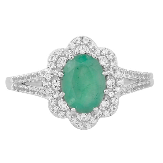 Strieborný Prsteň s Brazílskym Smaragdom a Bielym Topásom