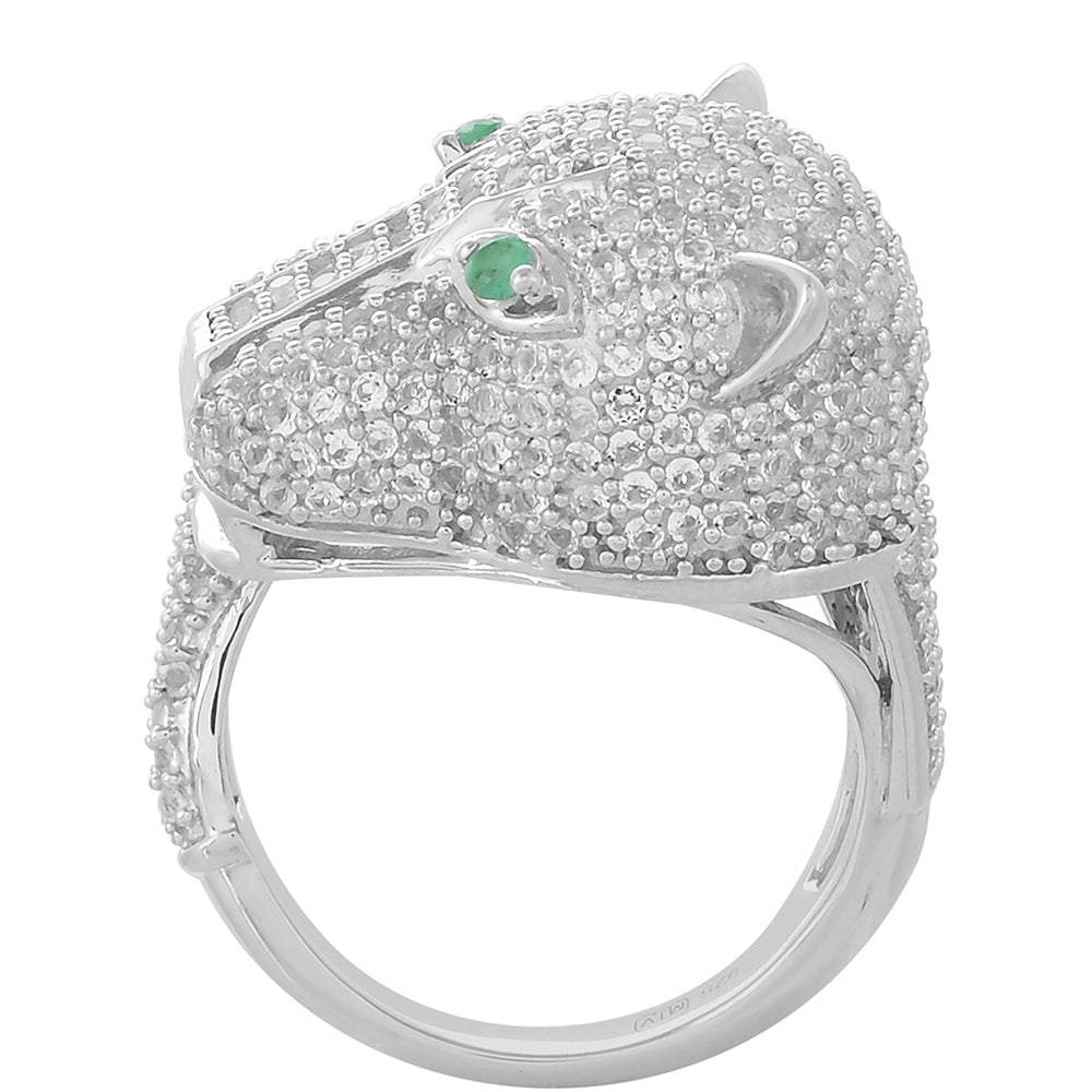 Strieborný Prsteň s Brazílskym Smaragdom a Bielym Topásom
