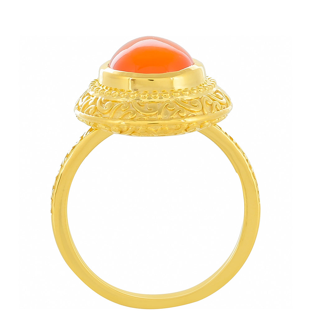 Pozlátený Strieborný Prsteň s Karneolom